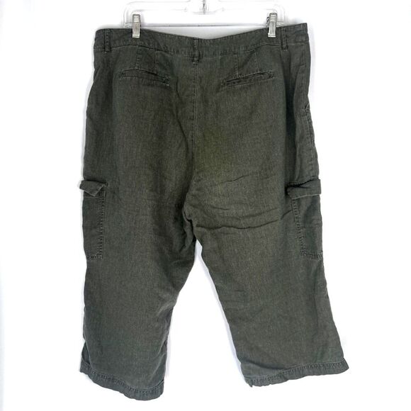 Christopher & Banks Army Green Linen Blend Cropped Casual Pants Size 16 - Picture 2 of 10